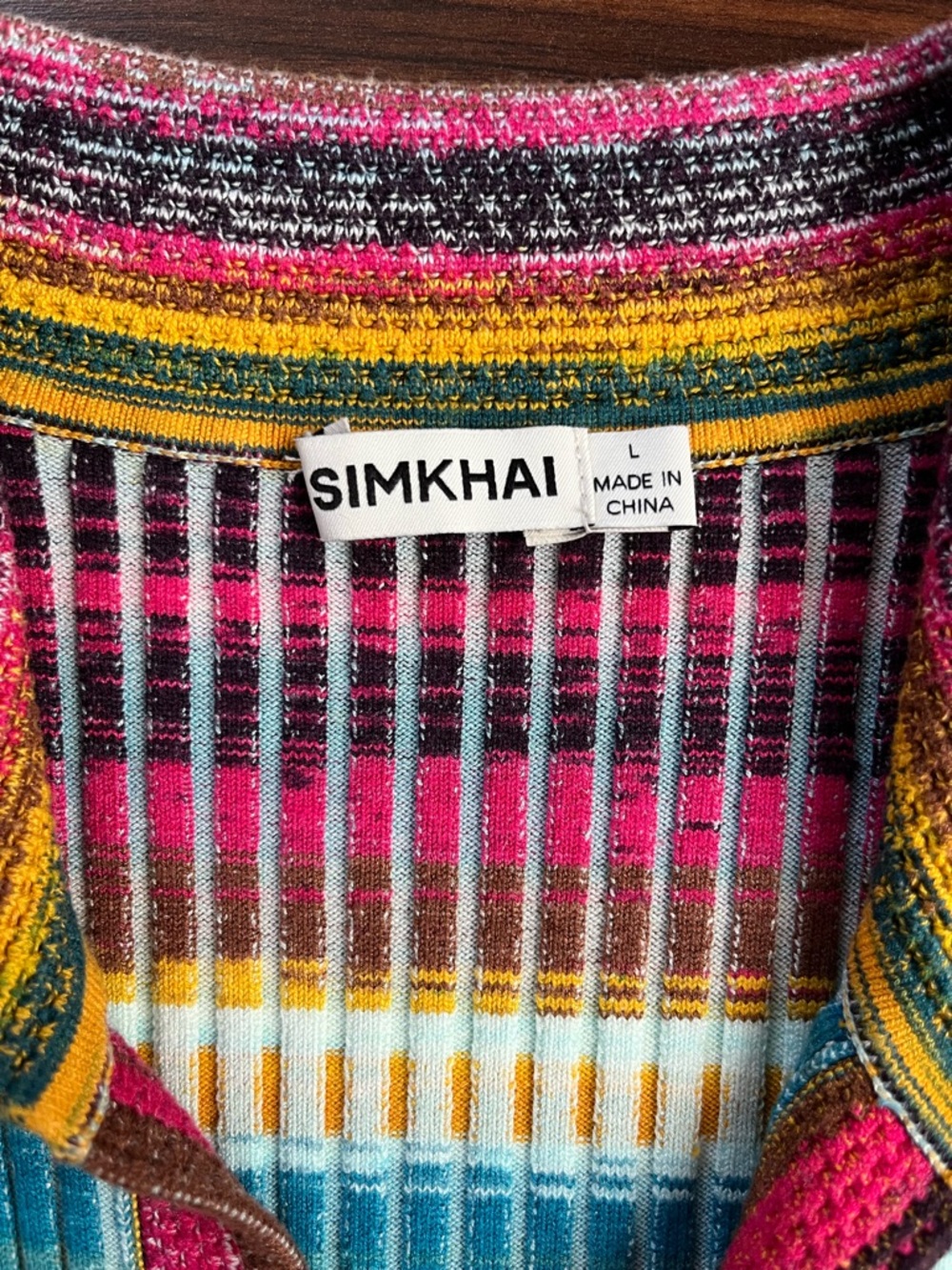 Jonathan Simkhai Solana Polo Mini Wrap Dressing Sunset Space Dye Colorway, L - Picture 5 of 6